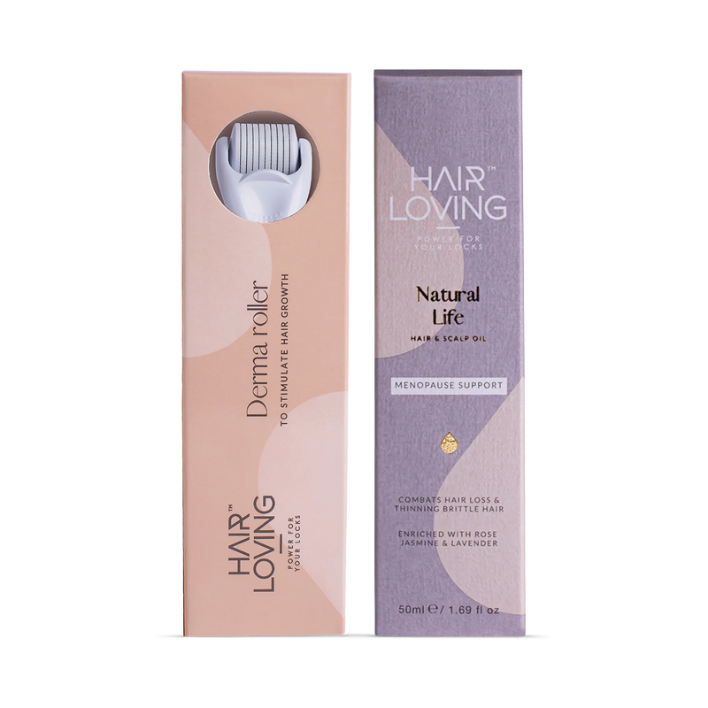Natural Life hair regrowth bundle with oil and derma roller, UK version