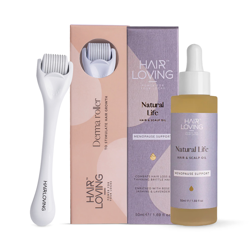 Natural Life hair regrowth bundle with oil and derma roller, UK version