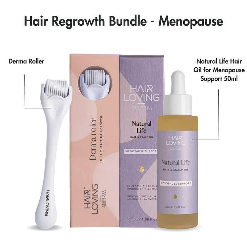 Natural Life hair regrowth bundle with oil and derma roller, UK version