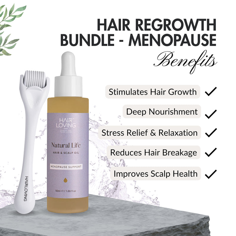 Natural Life hair regrowth bundle with oil and derma roller, UK version