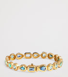 Azlee yellow gold emerald sapphire staircase bracelet, UK version
