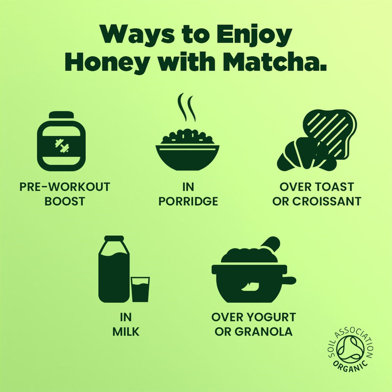 Honey & Greens organic honey matcha 200g, UK version