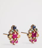 Suzanne Kalan rose gold stud earrings diamond rainbow sapphire - British product