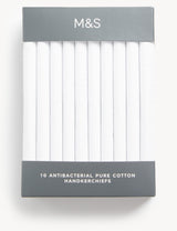 M&S M&S 10pk Antibacterial Pure Cotton Handkerchiefs with Sanitized Finish - 40cm x 40cm- Buy online at McGrocer