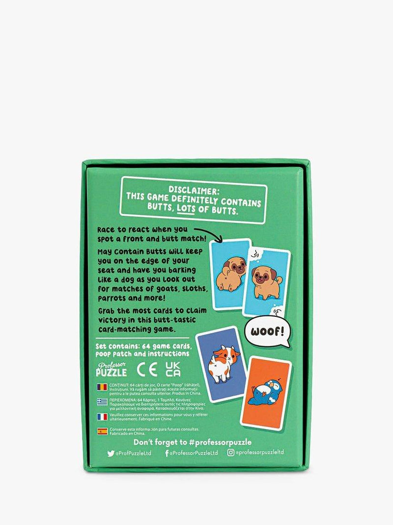 Professor Puzzle May Contain Butts card game, imported from the UK