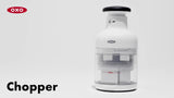 OXO kitchen chopper with stainless steel blade and measuring cup, imported from the UK