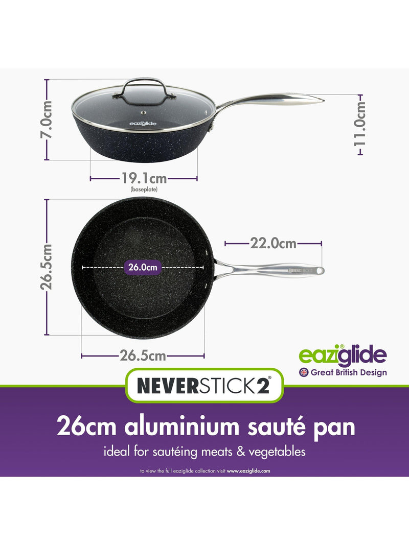 Eaziglide non-stick saute pan 26cm, imported from the UK