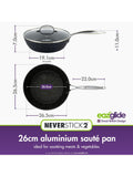 Eaziglide non-stick saute pan 26cm, imported from the UK