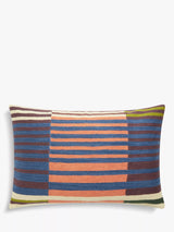 John Lewis Abstract Stripe Cotton Cushion with Hand-Stitched Crewel Embroidery- Buy online at McGrocer
