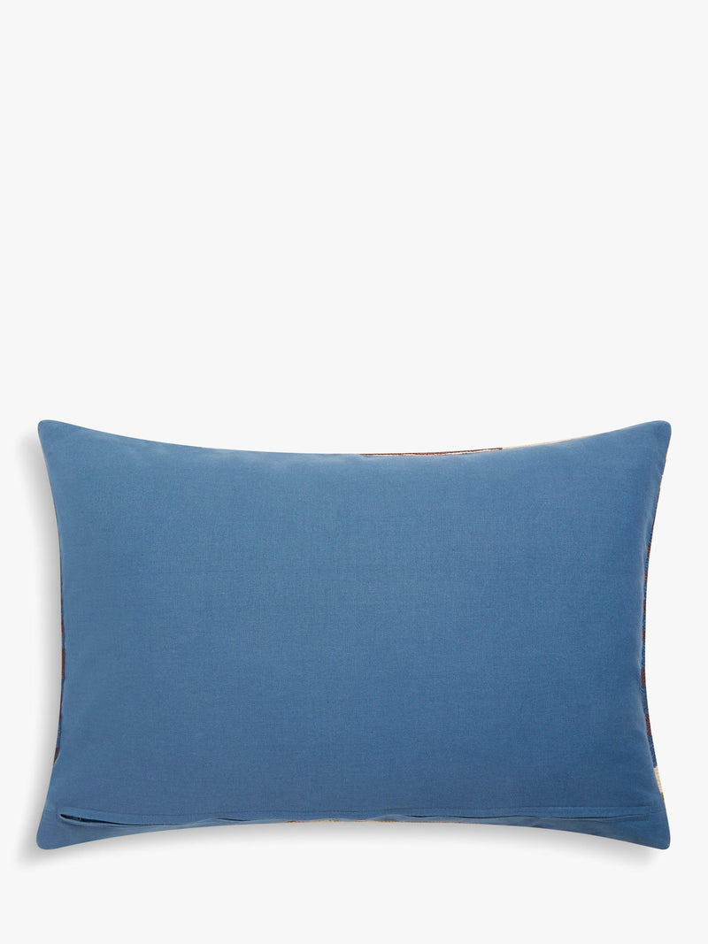 John Lewis abstract stripe cotton cushion with hand-stitched crewel embroidery, UK version