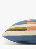 John Lewis abstract stripe cotton cushion with hand-stitched crewel embroidery, UK version