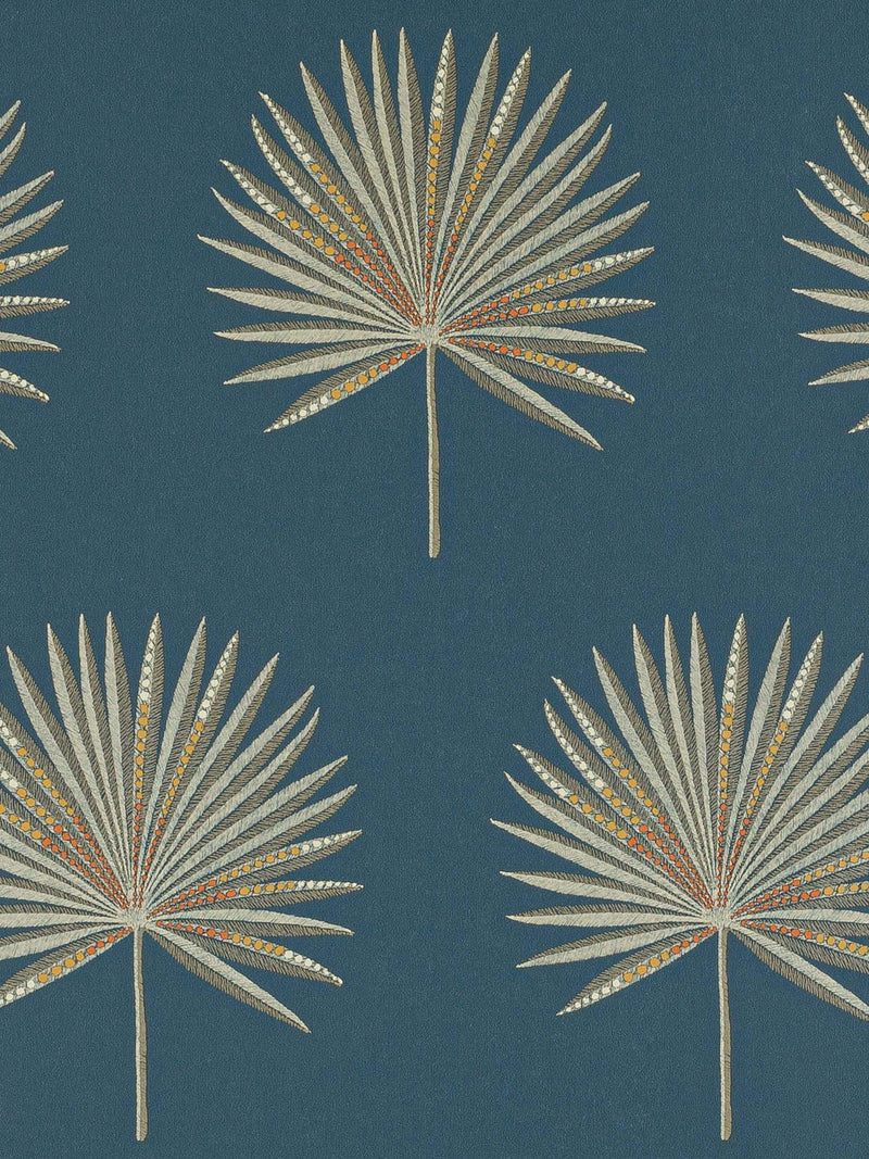 Gravure Printed Palm Leaf Design Wallpaper