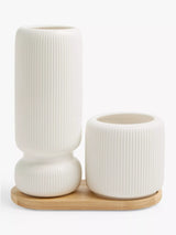 John Lewis John Lewis Ribbed Vase Set and Wooden Board Multi Tableware Set- Buy online at McGrocer