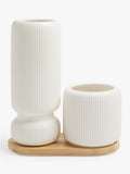 John Lewis ribbed vase set with wooden board Multi, UK version