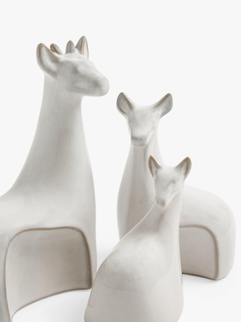 John Lewis stoneware deer ornament set white, imported from the UK