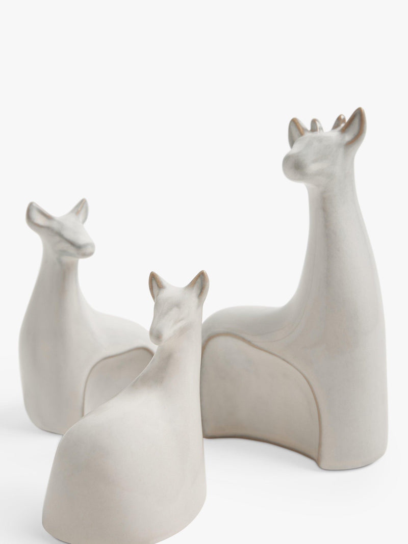John Lewis stoneware deer ornament set white, imported from the UK