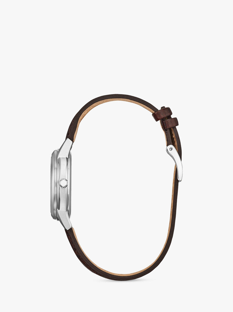 Citizen Eco-Drive date watch brown leather strap 32mm (British brand)