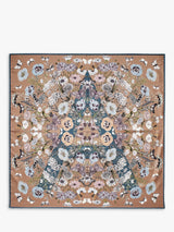 John Lewis Aspinal of London Botanical 'A' Silk Square Scarf Latte/Multi- Buy online at McGrocer