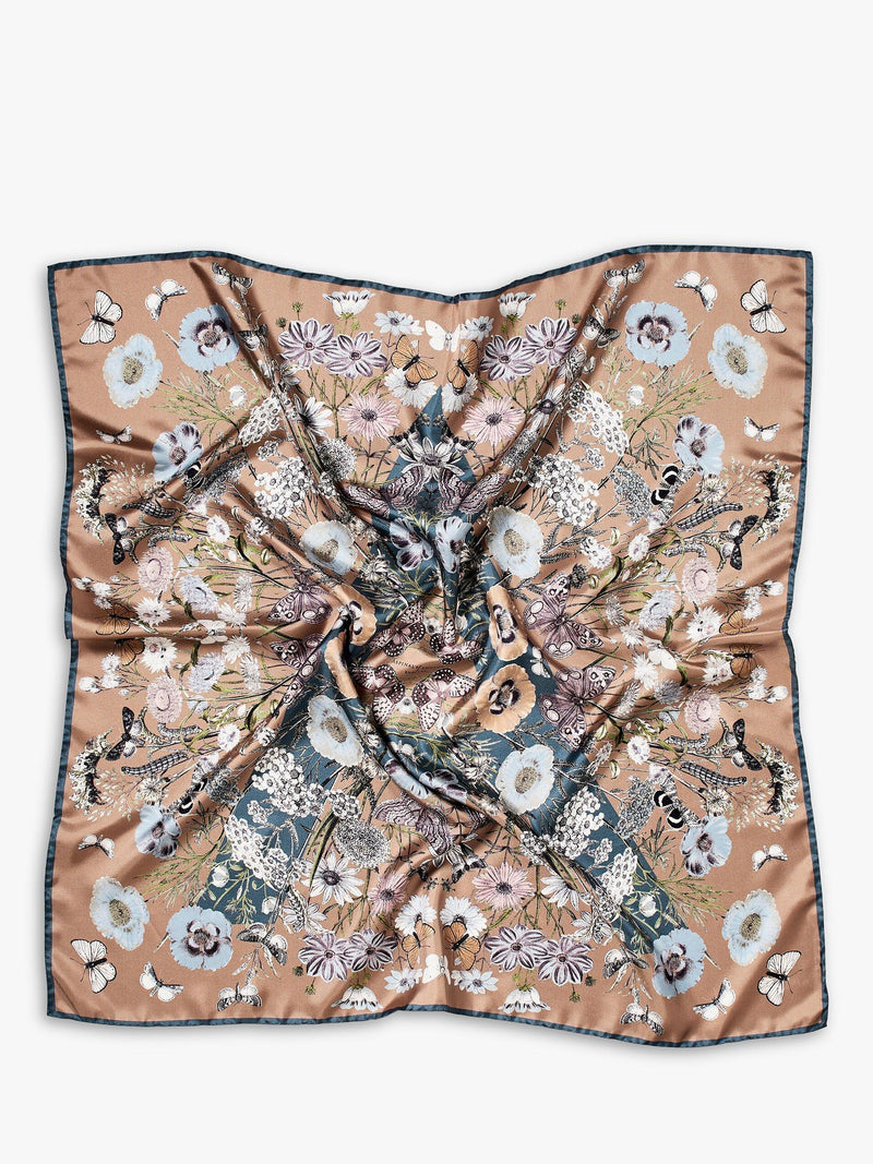 Aspinal of London silk square scarf botanical floral 90.2cm (British brand)