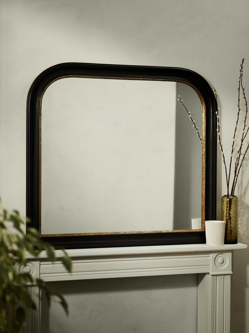 John Lewis Georgian overmantel mirror black and gold 95x105cm - British product