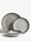 John Lewis stoneware dinnerware set 12 piece swirl contrast rim (British brand)