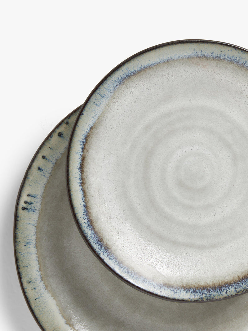 John Lewis stoneware dinnerware set 12 piece swirl contrast rim (British brand)