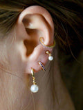 Orelia pearl drop huggie hoop earrings (British brand)