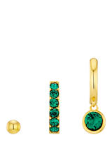 John Lewis Orelia Swarovski Emerald Ear Party Earrings, Pack of 3- Buy online at McGrocer