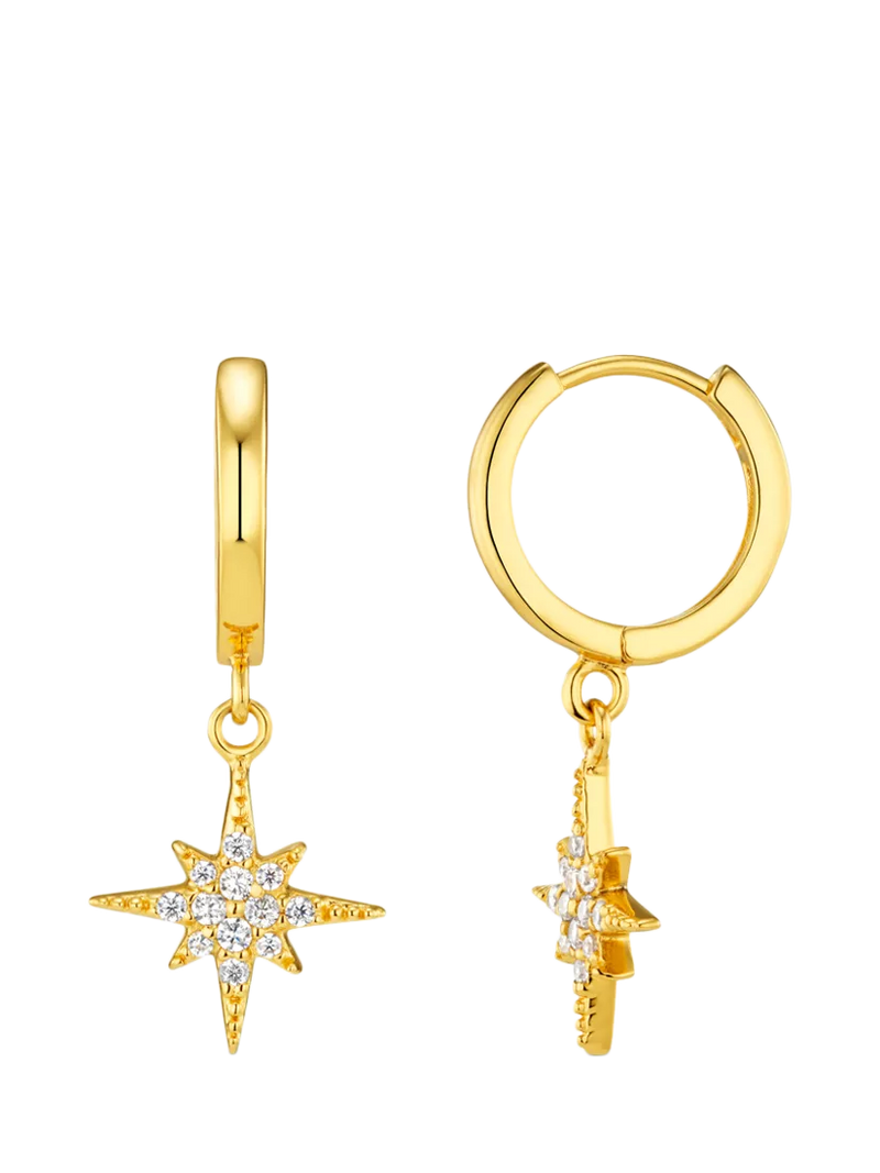 Orelia crystal star drop hoop earrings pale gold, imported from the UK