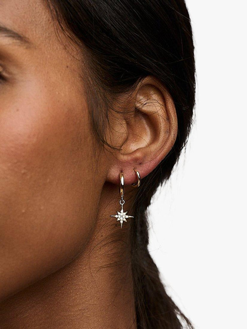 Orelia crystal star drop hoop earrings pale gold, imported from the UK
