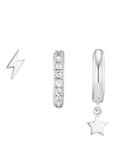 John Lewis Orelia Lightning & Star Ear Party Earrings Set of 3 Silver- Buy online at McGrocer