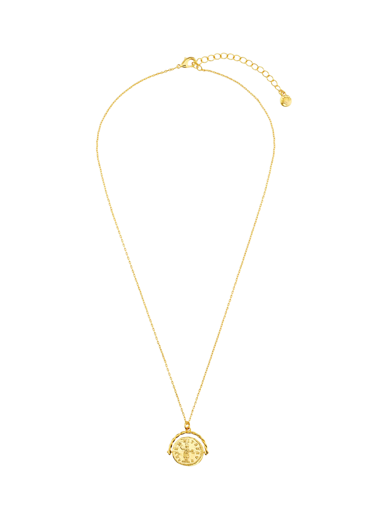 Orelia medallion spinner necklace pale gold 40cm - British product