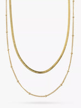 John Lewis Orelia Satellite & Snake Layered Chain Necklace, Pale Gold- Buy online at McGrocer