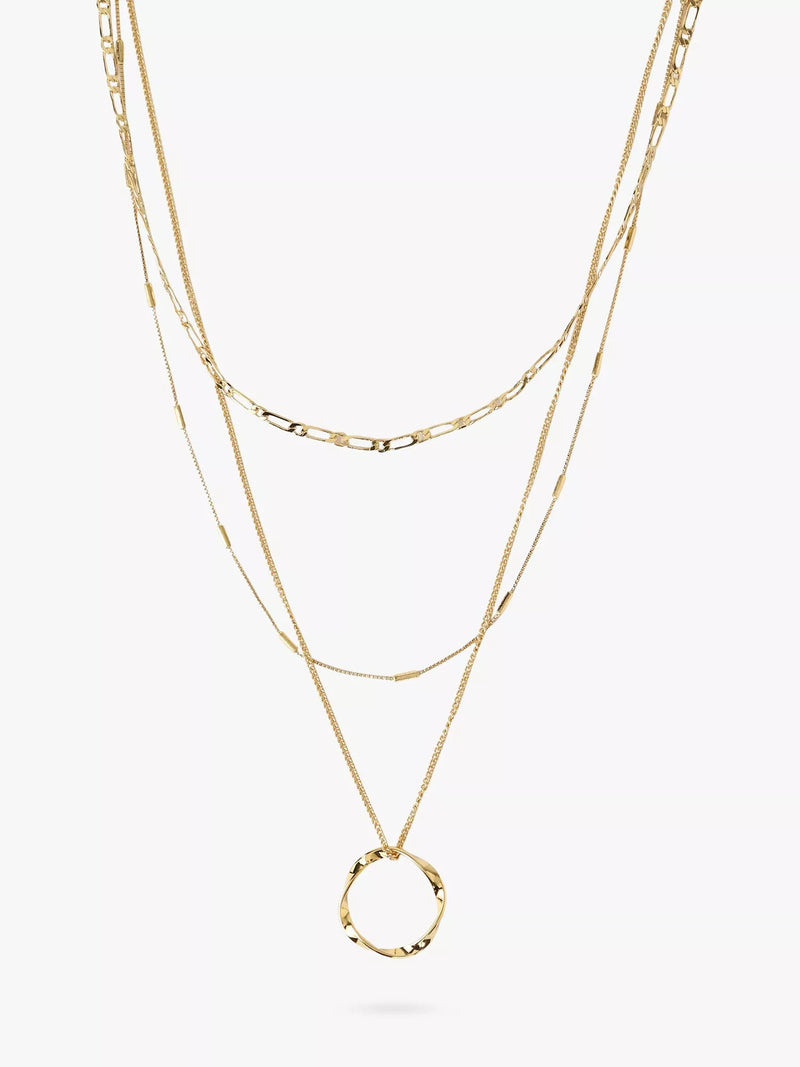 Orelia Open Circe three row silver necklace (British brand)