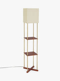 John Lewis Harrison floor lamp walnut shelves steel, imported from the UK