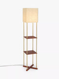 John Lewis Harrison floor lamp walnut shelves steel, imported from the UK
