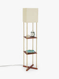 John Lewis Harrison floor lamp walnut shelves steel, imported from the UK