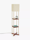 John Lewis Harrison floor lamp walnut shelves steel, imported from the UK
