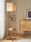 John Lewis Harrison floor lamp walnut shelves steel, imported from the UK
