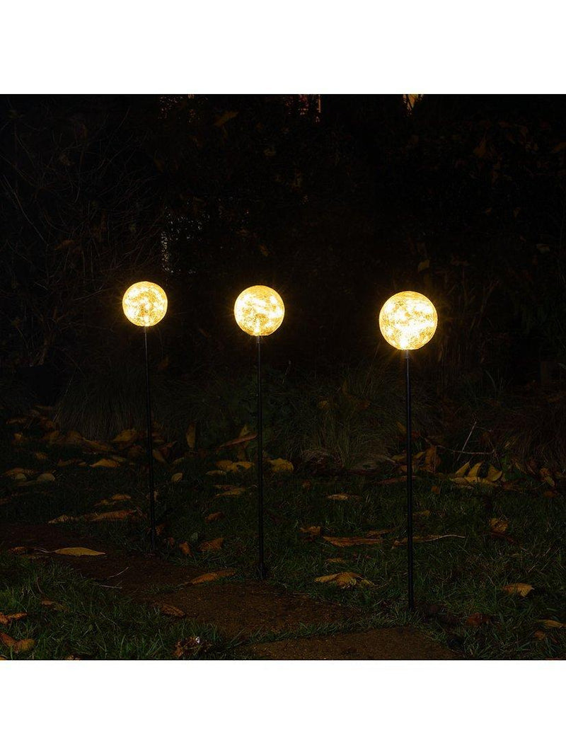 NOMA crackle ball stake lights warm white set of 3, UK version