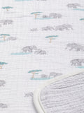 John Lewis reversible muslin swaddle blanket with elephant print, 120 x 120cm, UK version