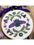 MakeBox & Co Violet Bee embroidery hoop kit 18cm, UK version