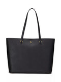 Lauren Ralph Lauren Karly Crosshatch Leather Large Tote Bag, Black