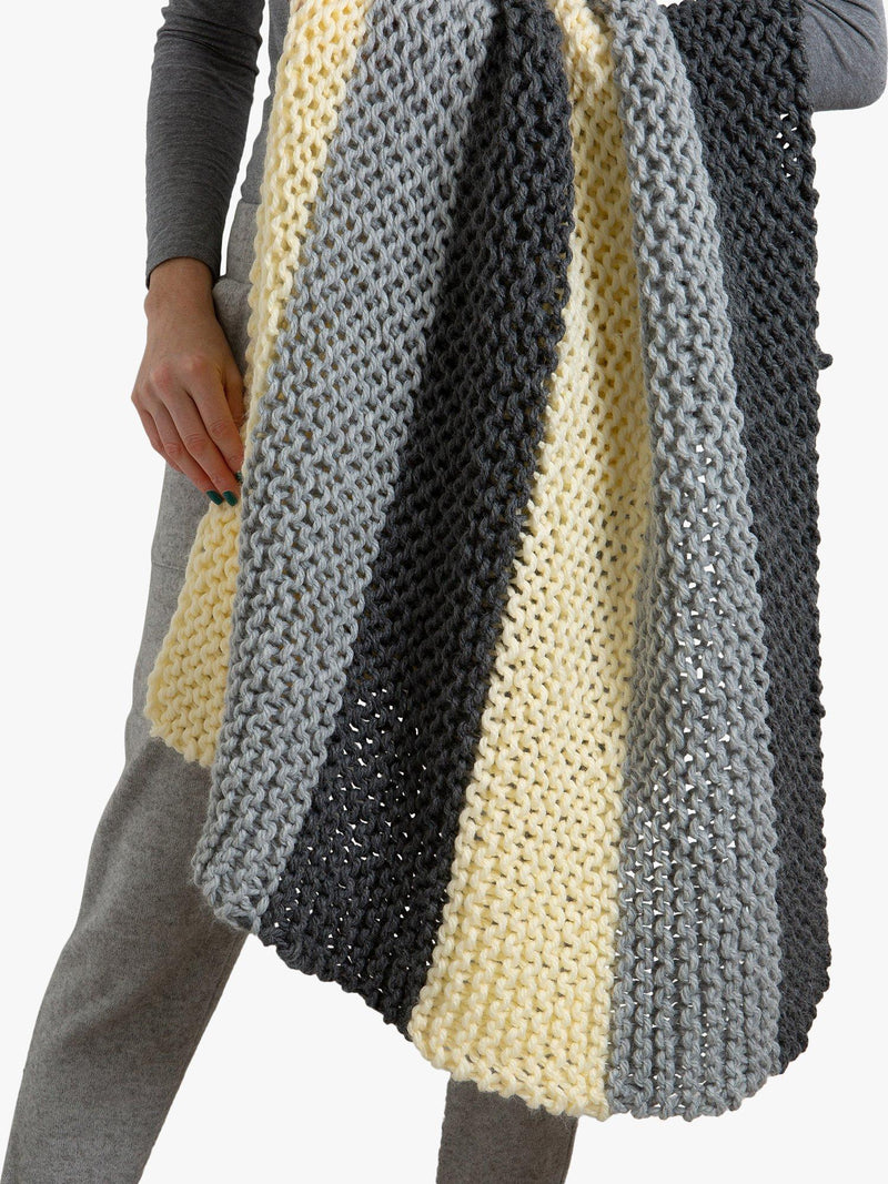 Wool Couture stripy blanket knitting kit 110x98cm - British product
