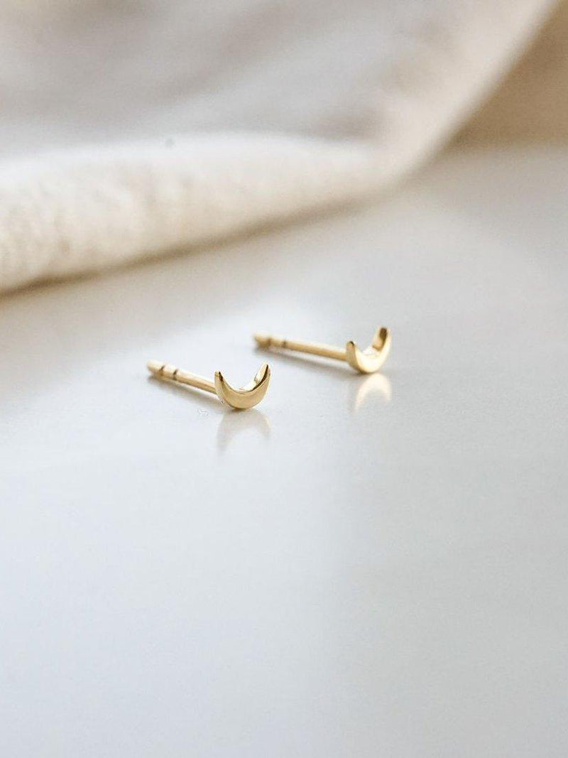 Daisy London gold crescent moon stud earrings - British product