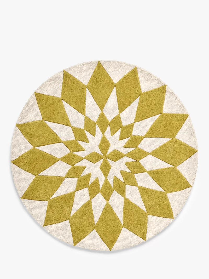 John Lewis Starburst Wool Rug, Dia. 100cm - Mustard