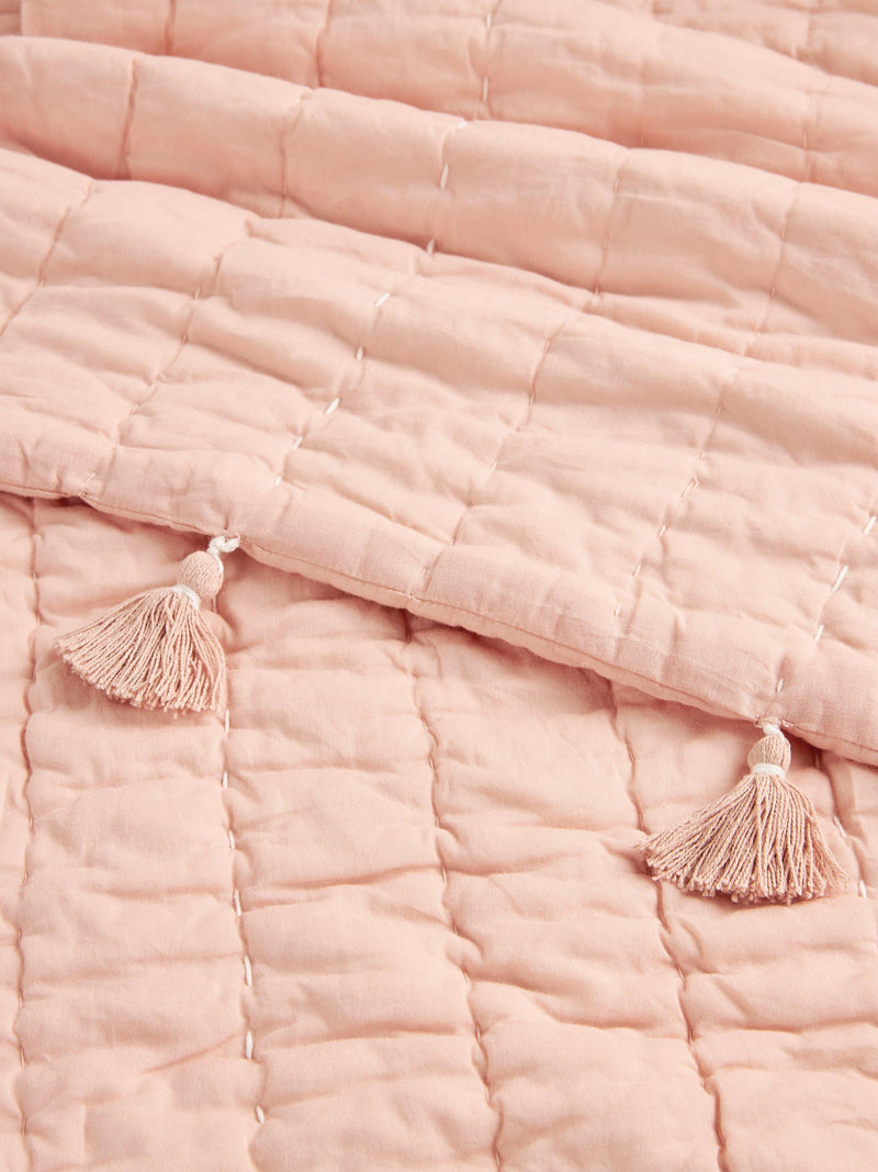 John Lewis kids' tassel pure cotton quilted throw, UK version