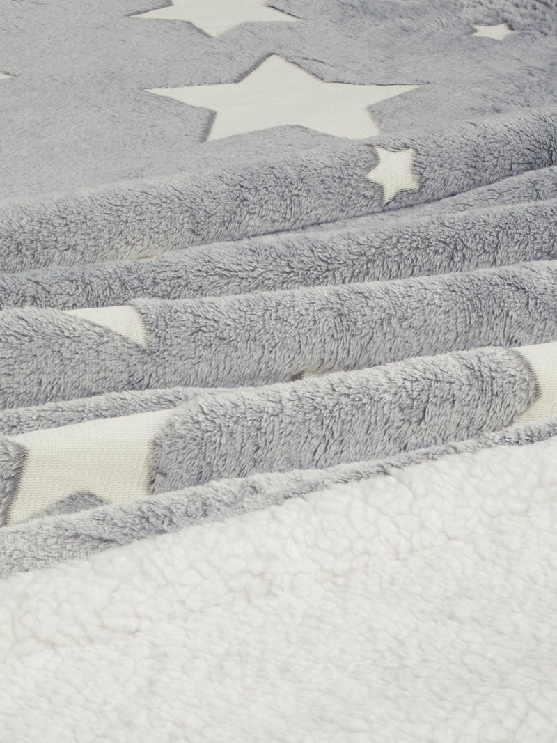 John Lewis kids' glow-in-the-dark star print sherpa fleece blanket, UK version