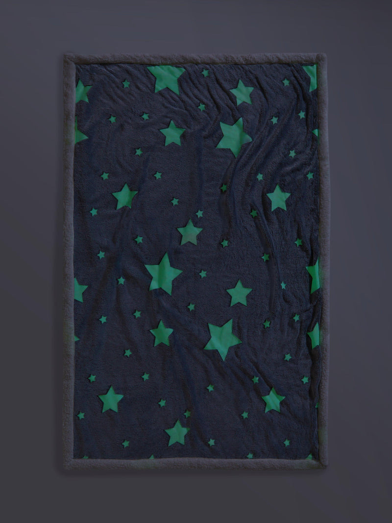 John Lewis kids' glow-in-the-dark star print sherpa fleece blanket, UK version