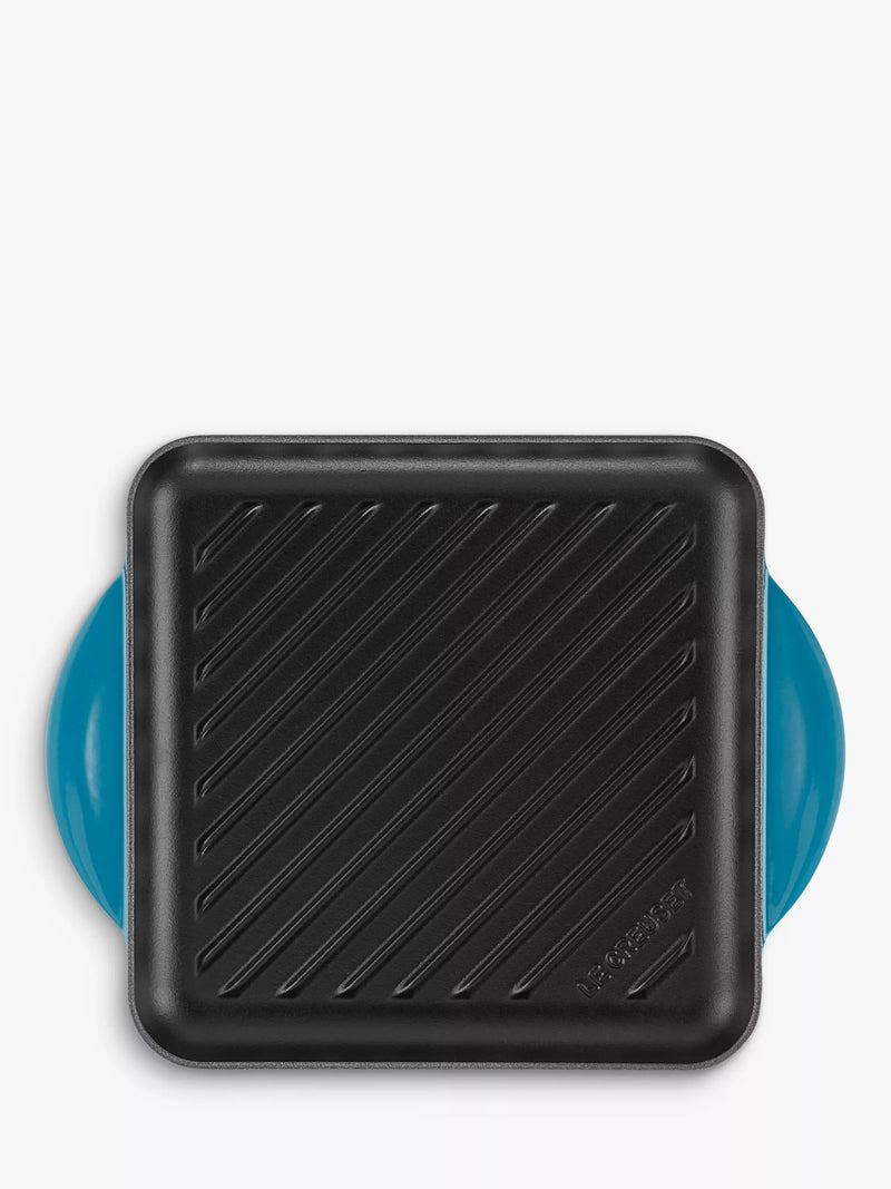 Le Creuset Essentials Cast Iron 24cm Skinny Square Grill, Deep Teal